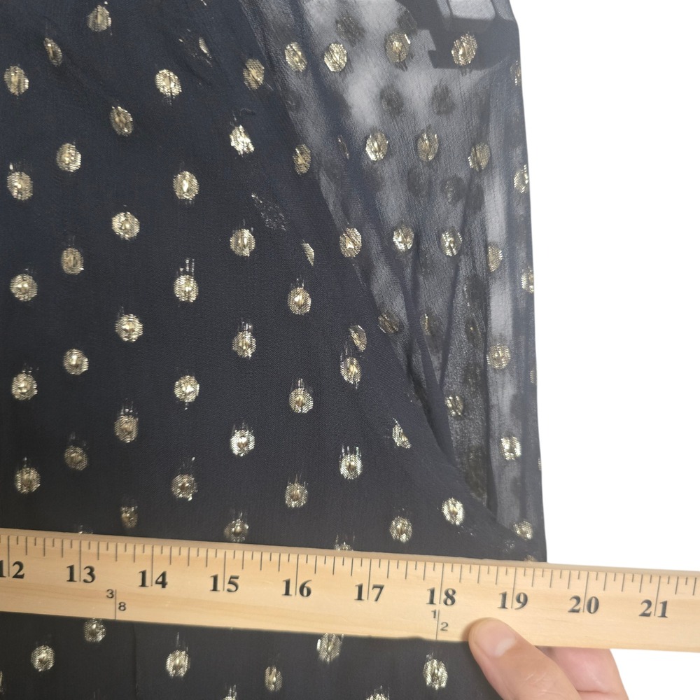 Velvet by Graham & Spencer Black Gold Metallic Polka Dot Smocked Mini Dress M - Picture 5 of 10